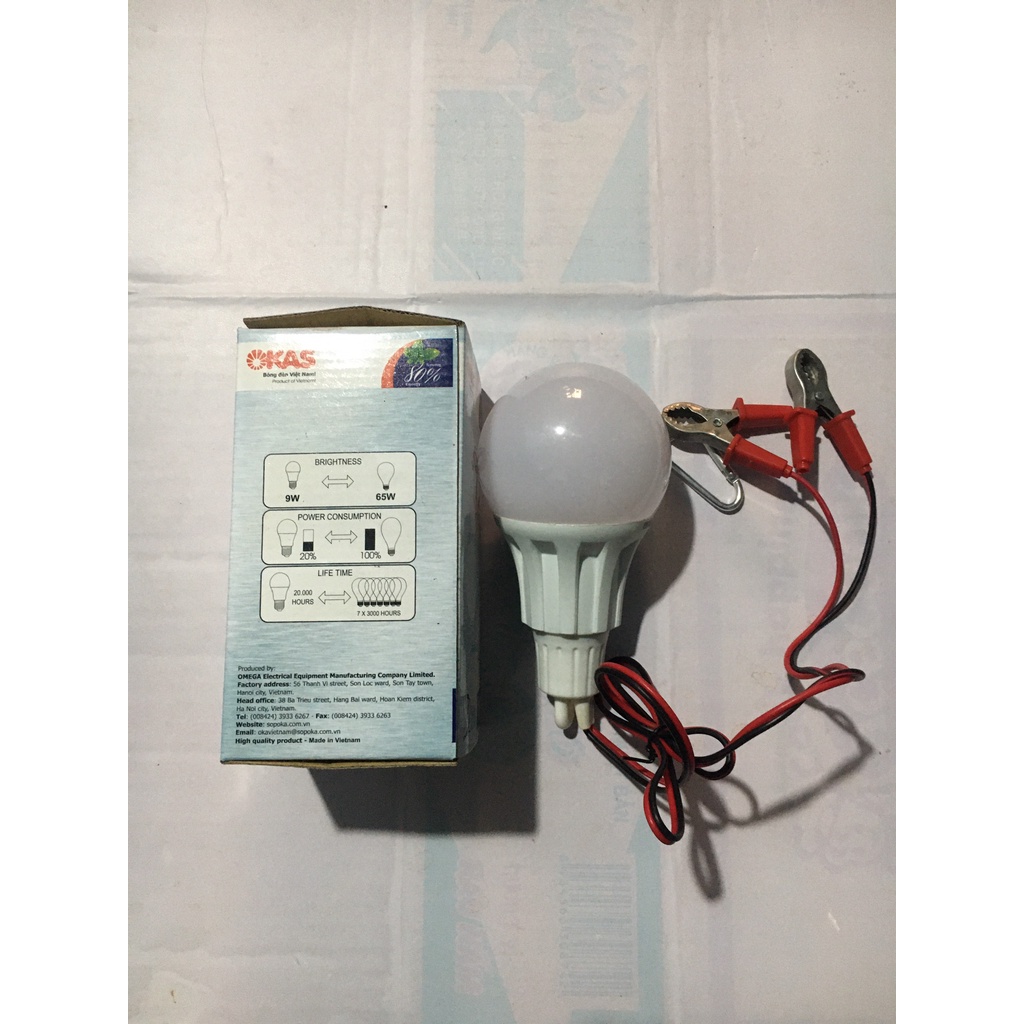 Bóng Đèn LED Kẹp Bình Ắc Quy 12V-9W SOPOKA CAO CẤP(Độ sáng tương đương bóng COMPACT 18W)
