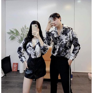 Áo sơ mi họa tiết loang