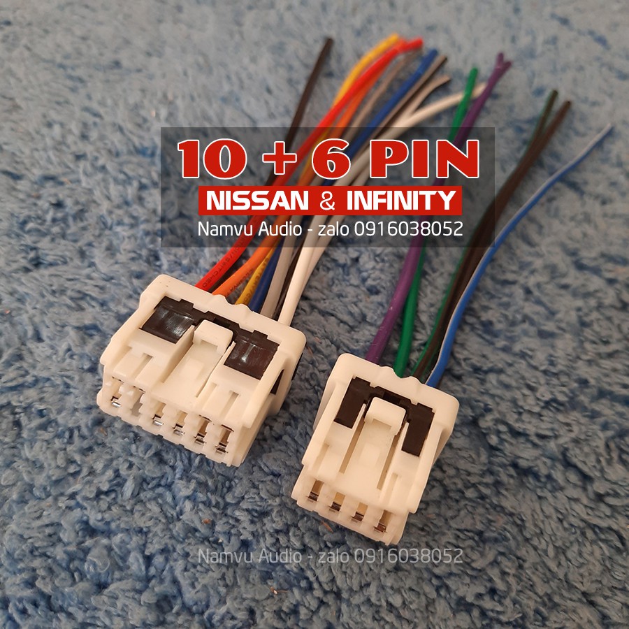 Dây cáp 10+6PIN - Jack kết nối loa & nguồn cho CD ô tô Nissan - Infinity - Samsung