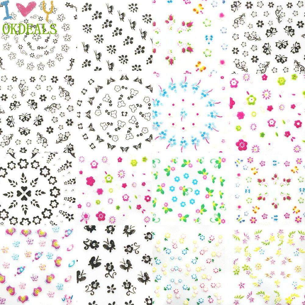 [Hàng mới về] Set 10 tờ nhãn dán chuyển thiết kế móng 3D trang trí nail nghệ thuật màu ngẫu nhiên