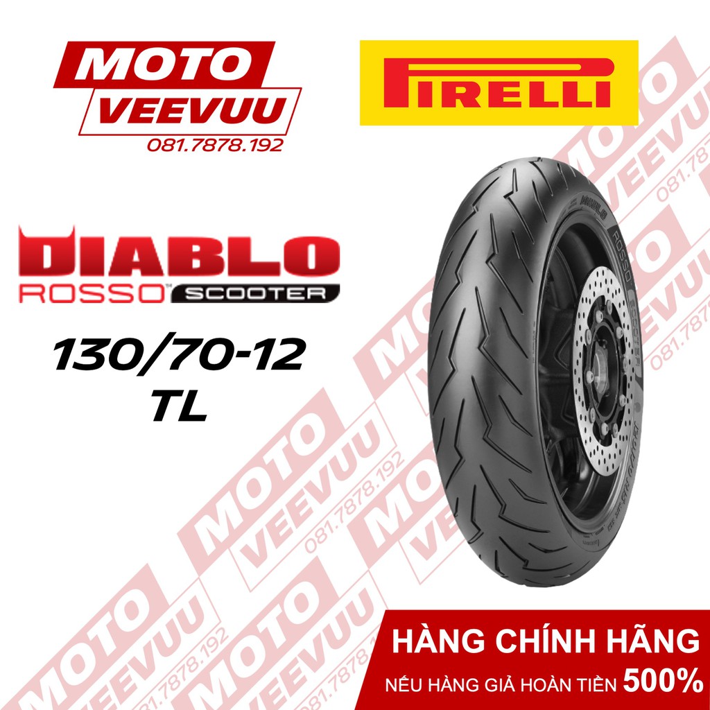 Vỏ lốp xe máy Pirelli 130/70-12 TL Diablo Rosso Scooter (Lốp không ruột)