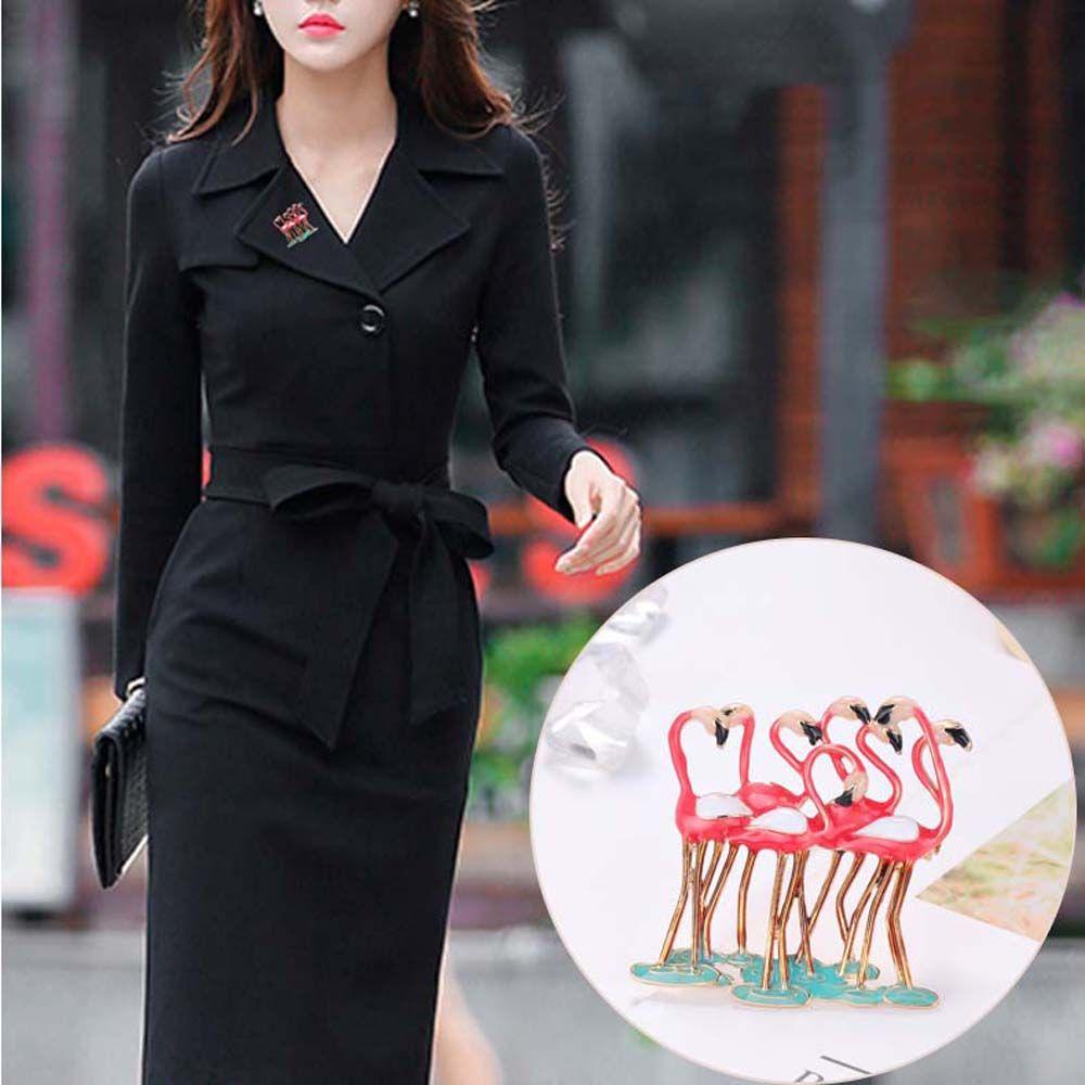 MOCHO Trâm Cài Áo Hình Chim Hồng Hạc Bằng Hợp Kim Tráng Men Thanh Lịch Thời Trang