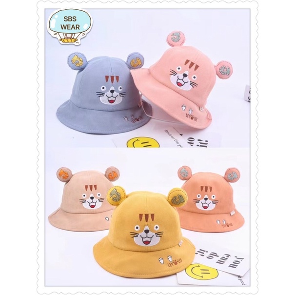 Mũ cho bé trai bé gái vành bucket thêu mèo ria chống nắng tia uv , phù hợp 5 tháng - 4 tuổi
