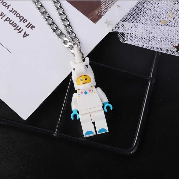 Vòng cổ mặt khối xây dựng hoạt hình phong cách hip hop đường phố cho nam và nữ