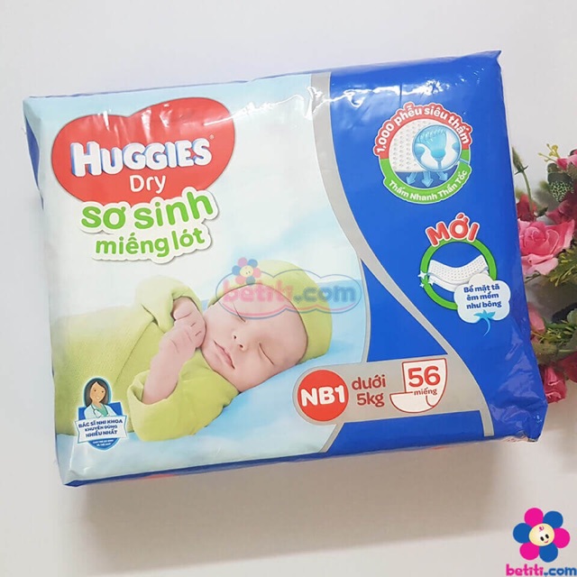 Miếng lót sơ sinh huggies NB1 0-5kg (56 miếng)