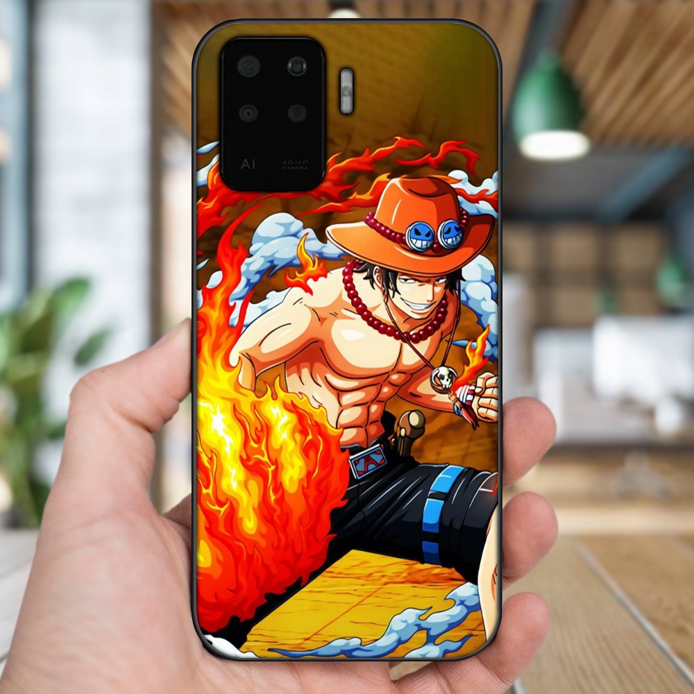 Ốp lưng Oppo A94 viền đen in hình Ace One Piece