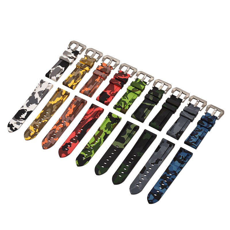 20mm 22mm Quality Silicone Watch Band For Huami Amazfit Watch GTS GTR 42mm 47mm Pace Pebble Stratos 2 3 2S Quality Rubber Camouflage  Bracelet Replace Strap