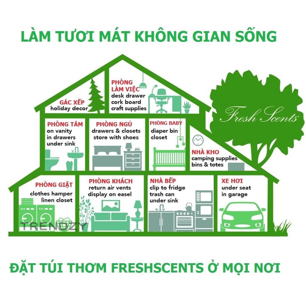 Túi thơm Fresh Scents - Made in USA - 100% an toàn - 115ml -Túi thơm khử mùi oto - Treo tủ quần áo - Khử mùi phòng