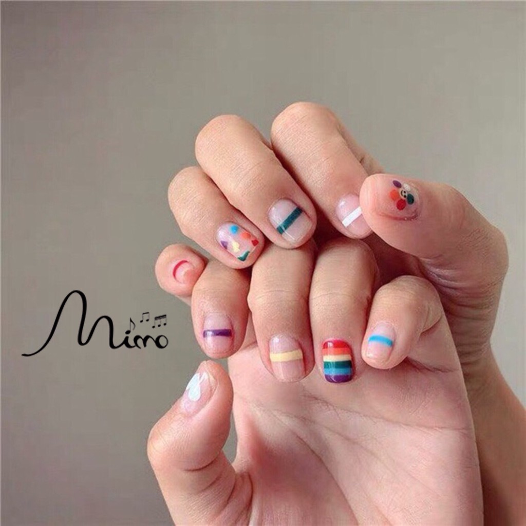 Dán móng tay nail sticker hoạt hình Rainbow đáng yêu