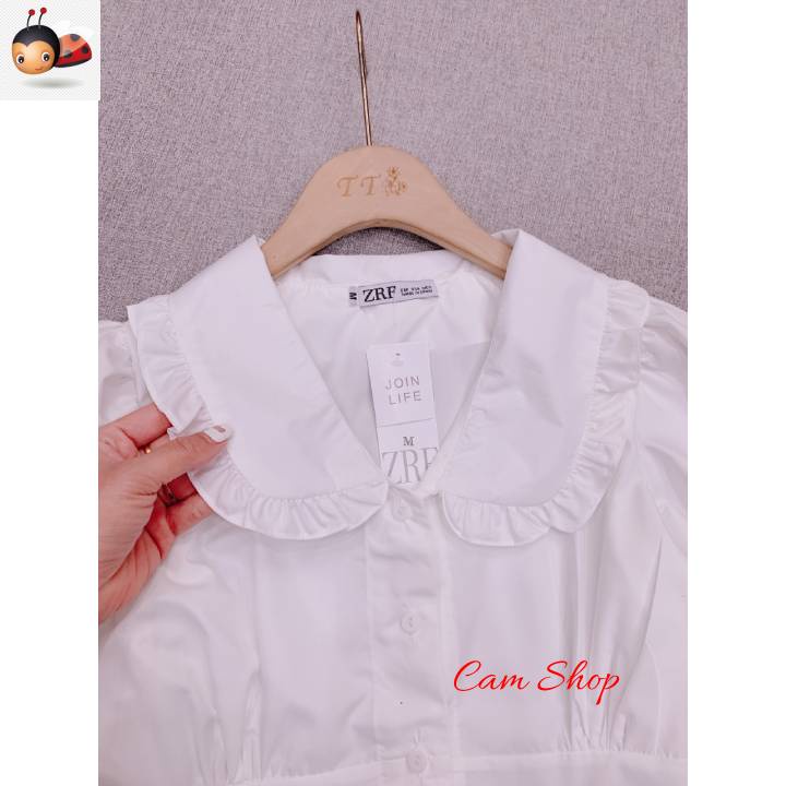 Áo sơ mi trắng nữ cổ bèo bo eo tay bồng nhẹ tiểu thư phong cách Hàn Quốc áo sơ mi nữ đẹp Cam Shop SM02 | BigBuy360 - bigbuy360.vn