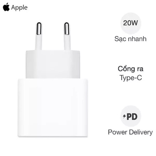 Sạc Nhanh Apple 20W Type-C Chuẩn PD cho iPhone 12 Pro Max - Chính Hãng
