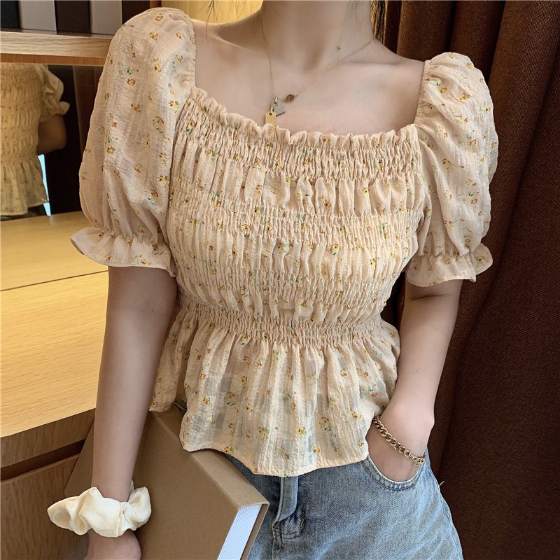 Áo hoa nhí tay ngắn phong cách Hàn Quốc