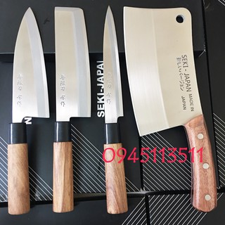 Bộ 4 Dao Bếp cao cấp Chặt Seki Nhật Bản (dao Sashimi, Nakiri và dao Deba) hàng nhập nguyên chiếc