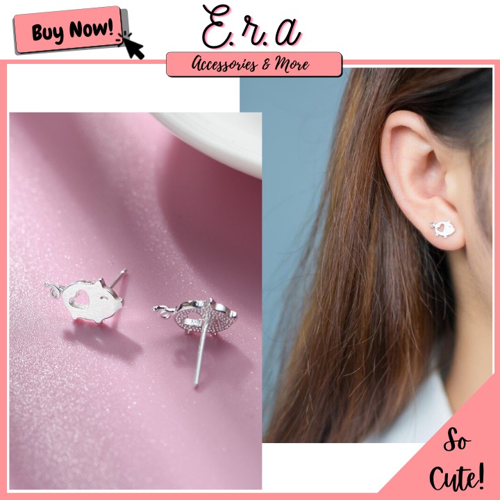 Bông Tai Nữ Hợp Kim Cao Cấp ERASHOP 000715 - Heo Tim Đơn Giản, Dễ Thương, Phù Hợp Đeo Hằng Ngày, Đi Chơi Siêu Rẻ Đẹp