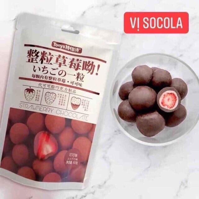 [Sẵn date mới] 💥Kẹo SoCoLa Bọc Dâu Tây Sấy💥 Gói 60g