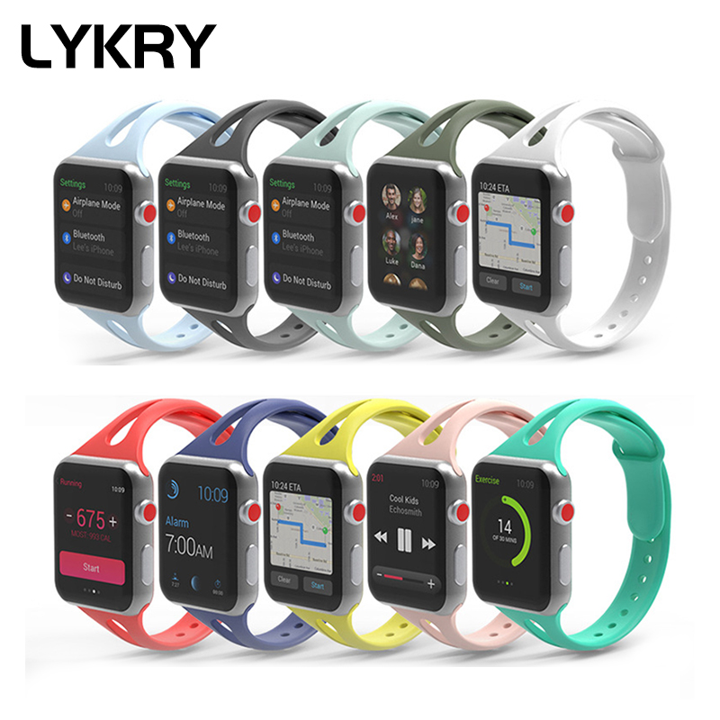 Dây Đeo Đồng Hồ Lykry Silicone Cho Apple Watch 38mm 42mm 40mm 44mm Chất Lượng Cao