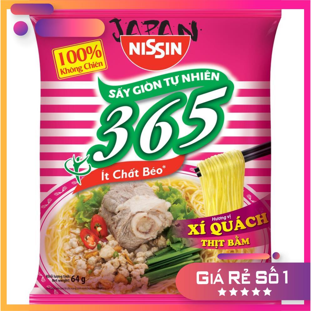 [HCM] Thùng 30 gói mì không chiên Nissin 365 [đủ 4 vị] Xí Quách Thịt Bằm, Tôm Chua Cay, Lẩu Thái Hải Sản, Rong Biển
