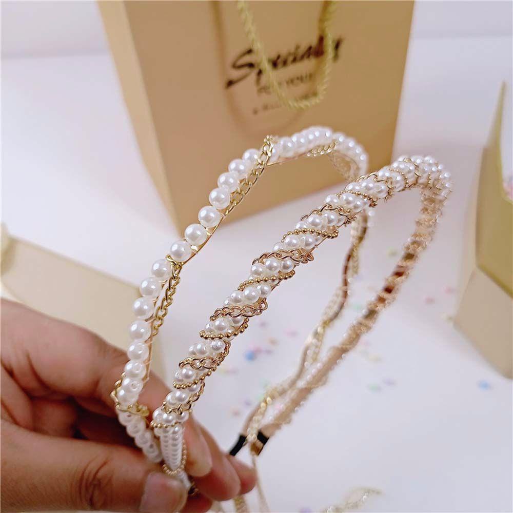 VANES1 Băng Đô Dây Xích Kim Loại Đính Đá Lấp Lánh Dễ Thương Phong Cách Hàn Quốc Cho Nữ