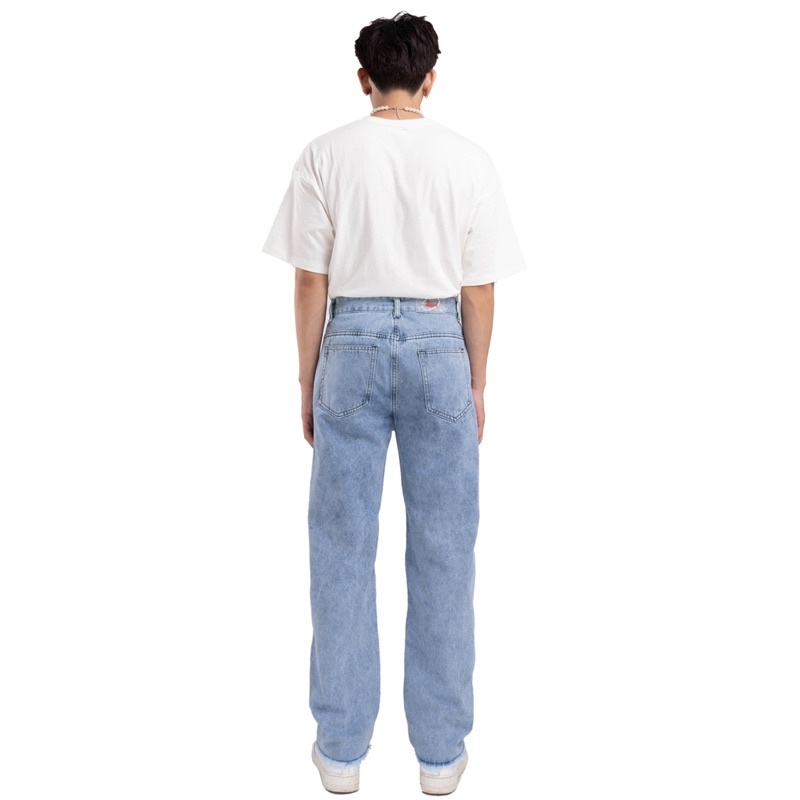 KIẾM LÀ MỐT ALITA - quần jeans nam dài ống rộng màu xanh ráp thân