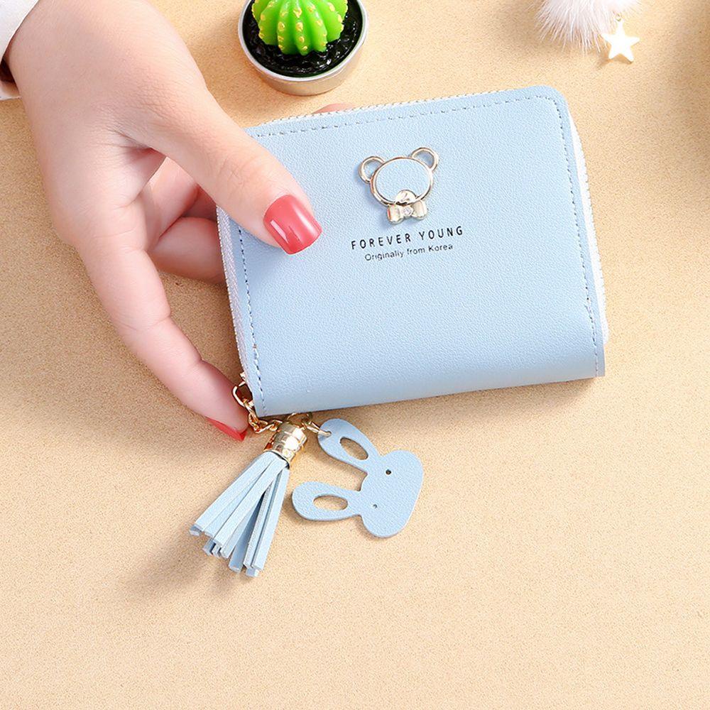 Ví Da PU Ngắn Đựng Thẻ Tín Dụng In Hình Gấu Dễ Thương Cho Nữ