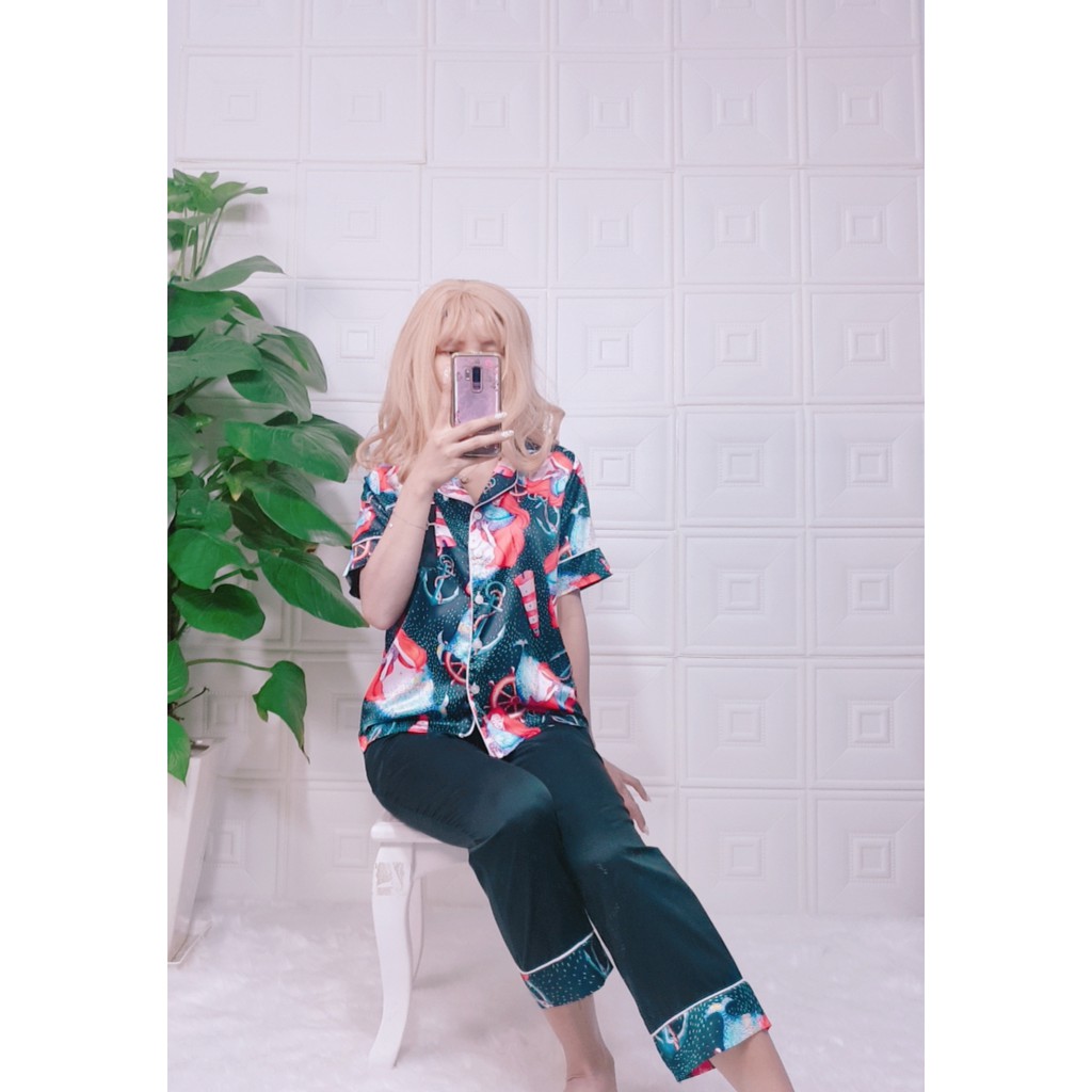 Bộ đồ ngủ nữ mặc nhà ❤️FREESHIP❤️ Bộ pijama nữ cộc tay hàng thiết kế tay ngắn quần dài chất lụa hàng đẹp chuẩn