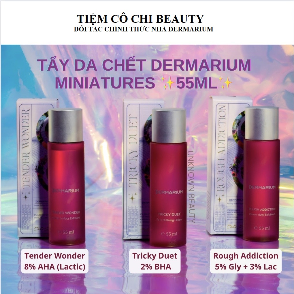 Dermarium Tricky Duet - Tẩy da chết hoá học làm sạch lỗ chân lông - Rough Addiction Tender Wonder - Tiệm Cô Chi Beauty