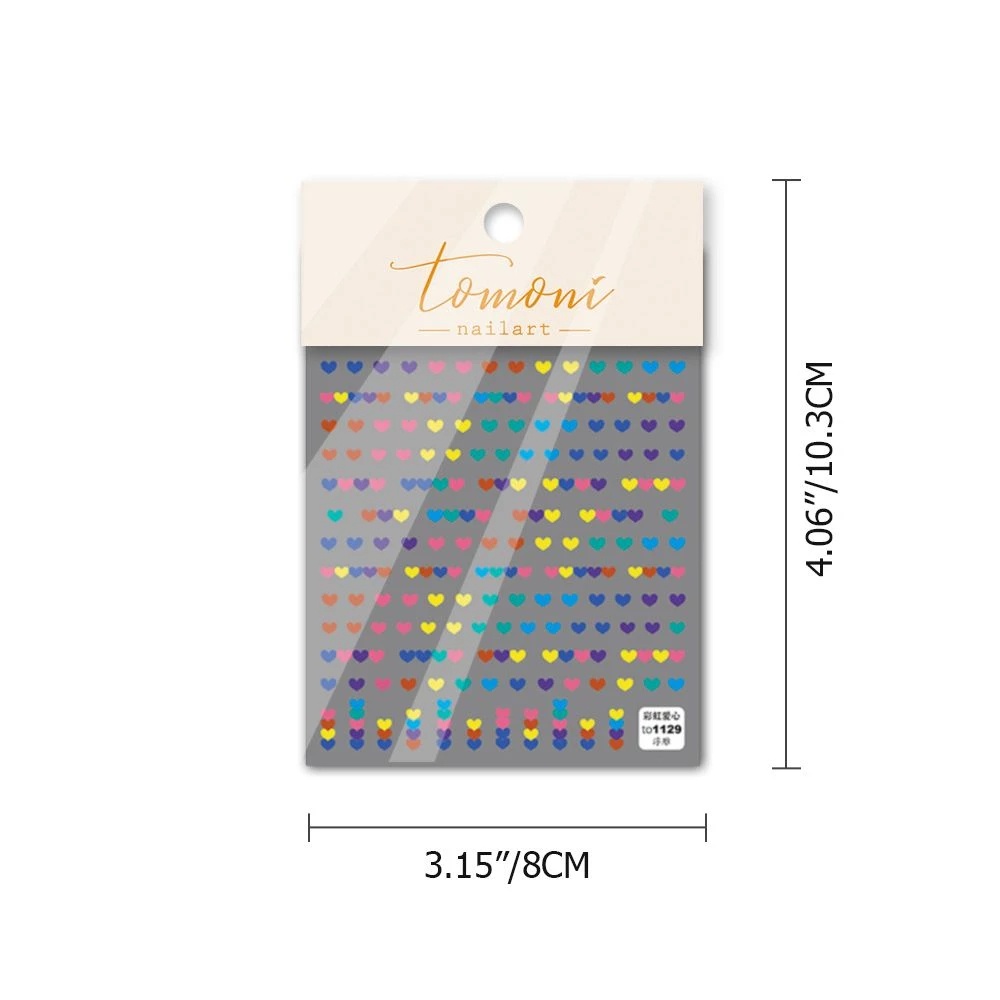1 Tờ Miếng Dán Trang Trí Móng Tay Hình Trái Tim 3D Dễ Thương