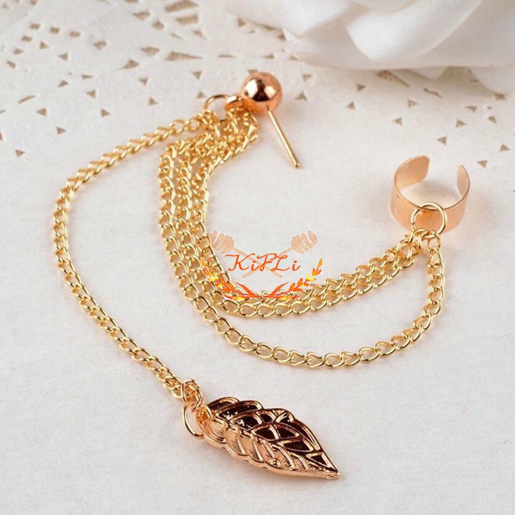 Khuyên tai hợp kim mặt hình chiếc lá phong cách thời trang