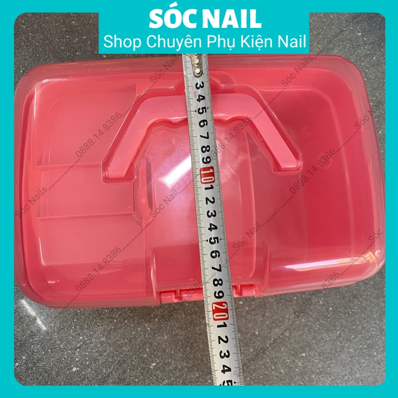 Cốp Nhựa Đựng Đồ Nail Mi Phun Xăm Tiện Lợi Màu Hồng Đựng Được Nhiều Đồ