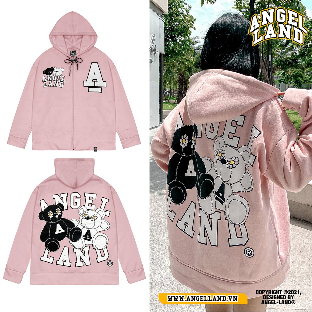 ÁO HOODIE KHÓA KÉO ANGEL-LAND SUNDAY TEDDY HỒNG | BigBuy360 - bigbuy360.vn