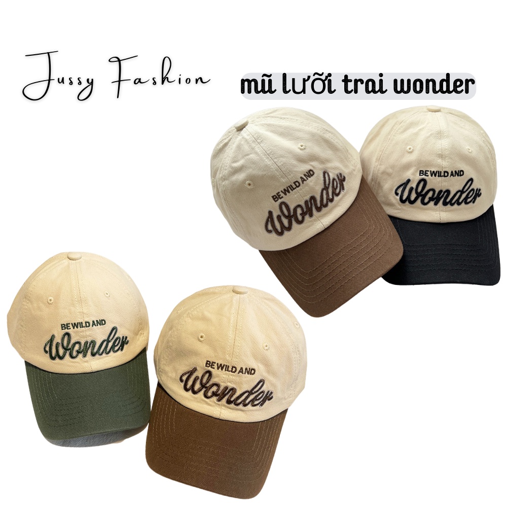 Nón Mũ Lưỡi Trai Wonder Thời Trang Unisex Nam Nữ Jussy Fashion Phong Cách Nón Lưỡi Trai Form Mềm Chất Vải Kaki Cotton