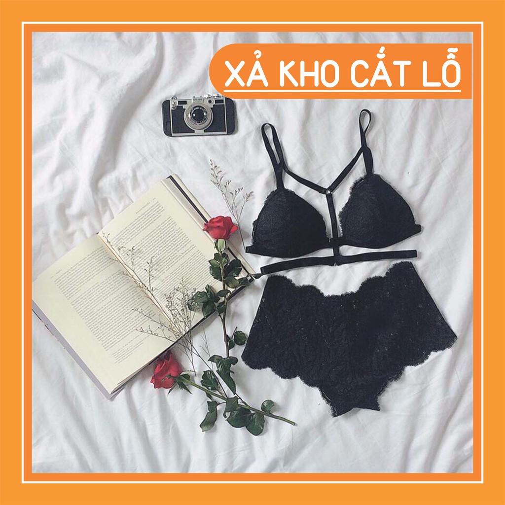 [SIÊU RẺ] Bộ đồ lót bralette nữ đen mix cùng quần body short siêu đẹp