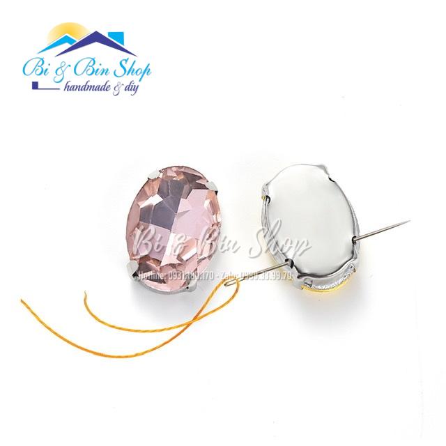 10 Viên Đá Đế Oval 13x18mm Pha Lê Đính Kết Trang Phục Thời Trang, Trang Trí Vương Miện - Bi &amp; Bin Shop