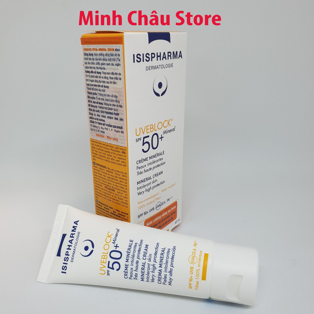 [Mã 153FMCGSALE1 giảm 10% đơn 250K] Kem Chống Nắng Isis Pharma Uveblock Spf 50+ Mineral Cream 40Ml