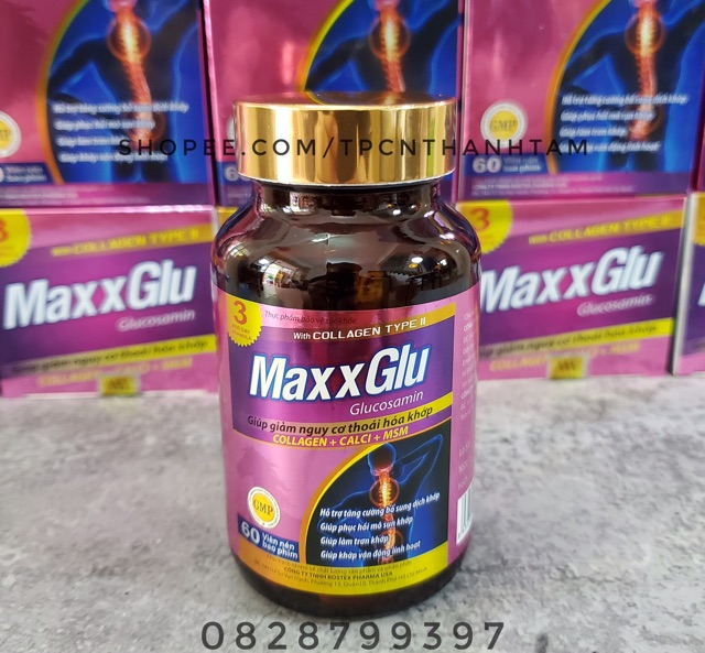 Viên uống bổ xương khớp  MAXGLU bổ sung glucosamin, giảm đau nhức xương khớp  - Hộp 60 viên