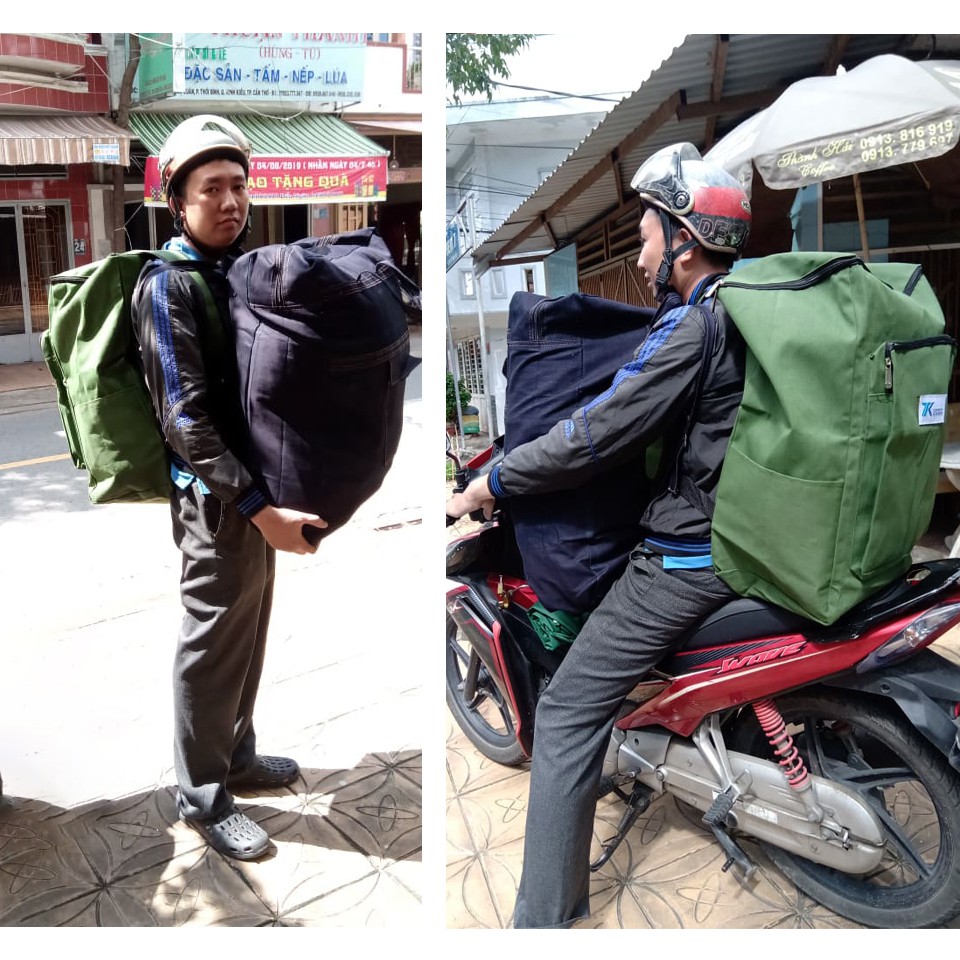 Balo giao hàng vải bố 65L balo dọn trọ vải jean 63L túi đựng quần áo chăn màn