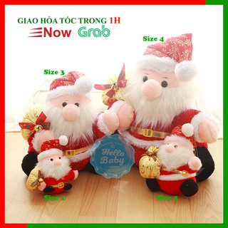 Gấu nhồi bông vải nhung hình ông già Noel chuông