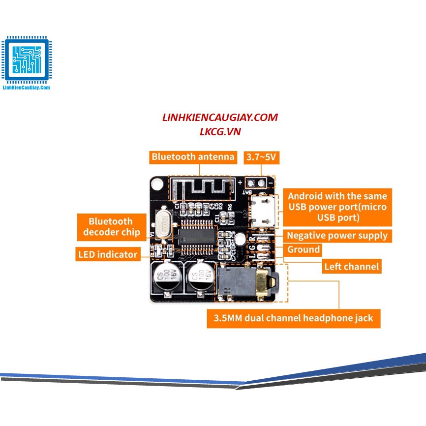 Module giải mã MP3 Bluetooth 5.0 Jack 3.5mm