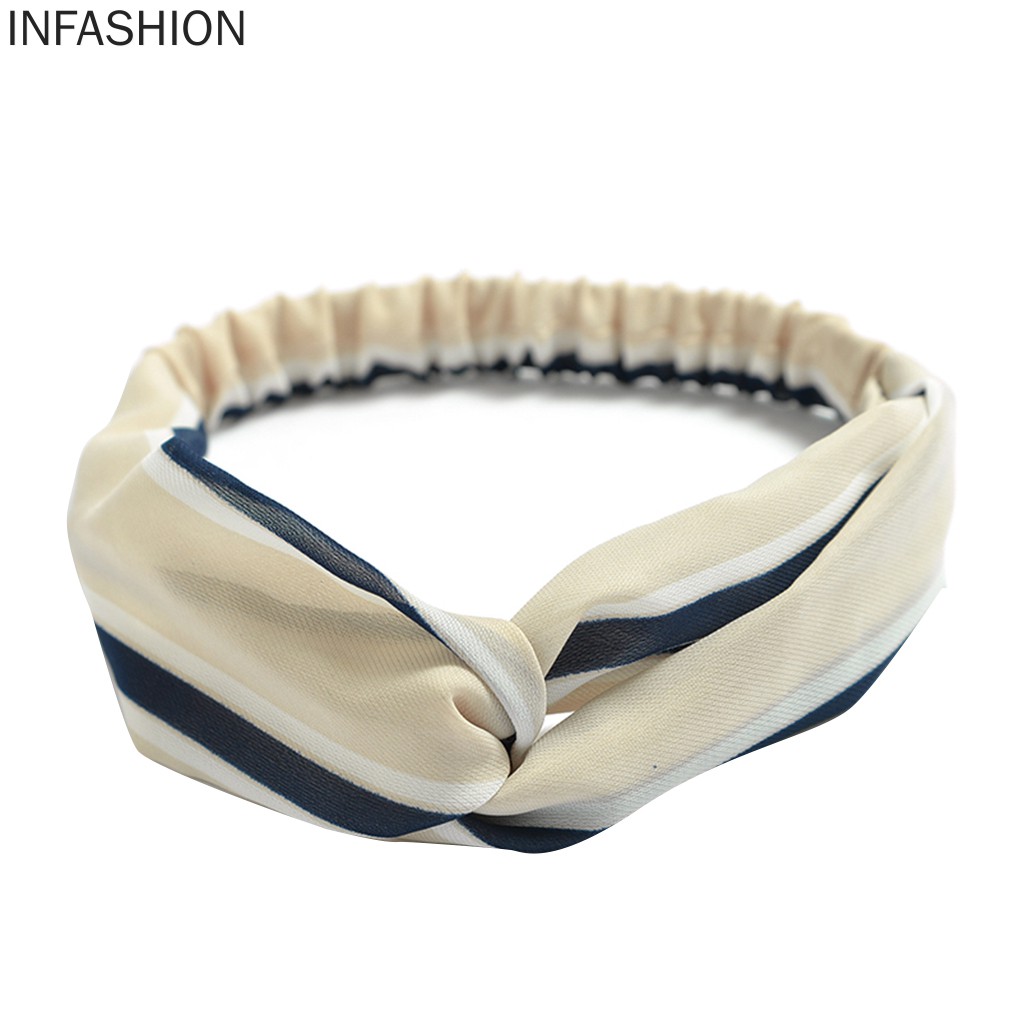 Băng Đô Co Giãn Họa Tiết Kẻ Sọc Cho Nữ