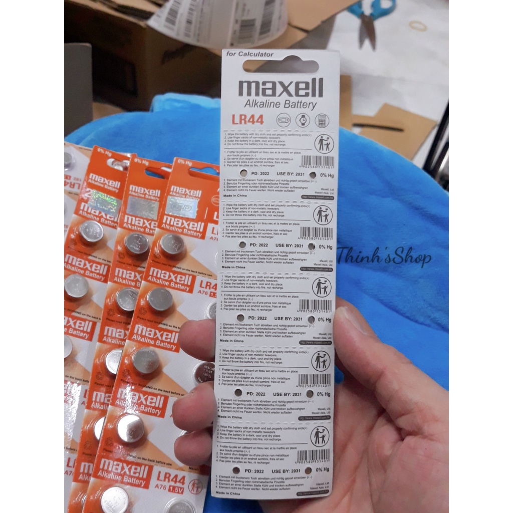Pin nút áo nhỏ LR44 / AG13 / A76 Maxell Alkaline 1.5V Vỉ 10 Viên [CHÍNH HÃNG]