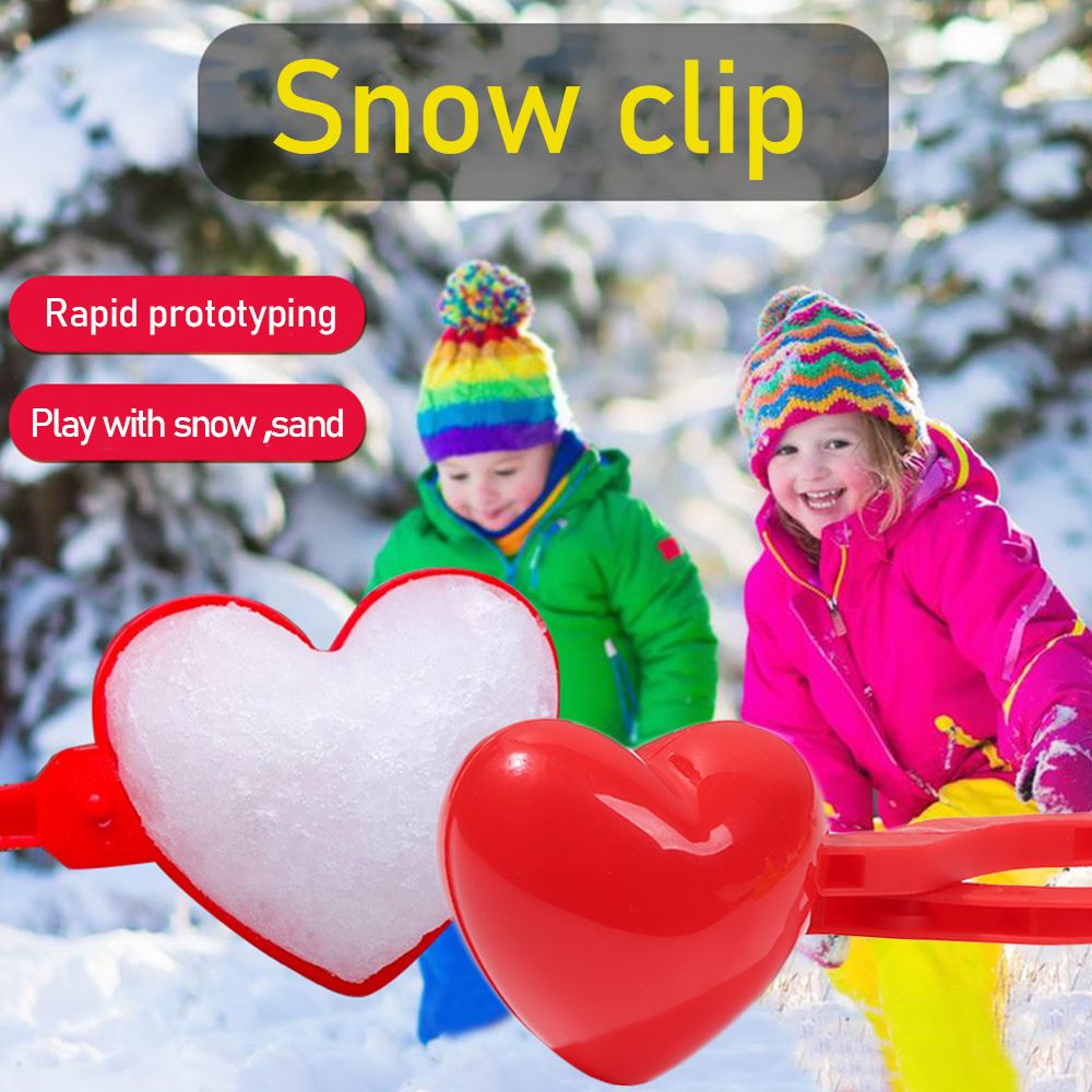 UPSTOP Heart Snowball Maker Winter Plastic Snowball Maker Clip Kids Outdoor Mold Snow Game Toys