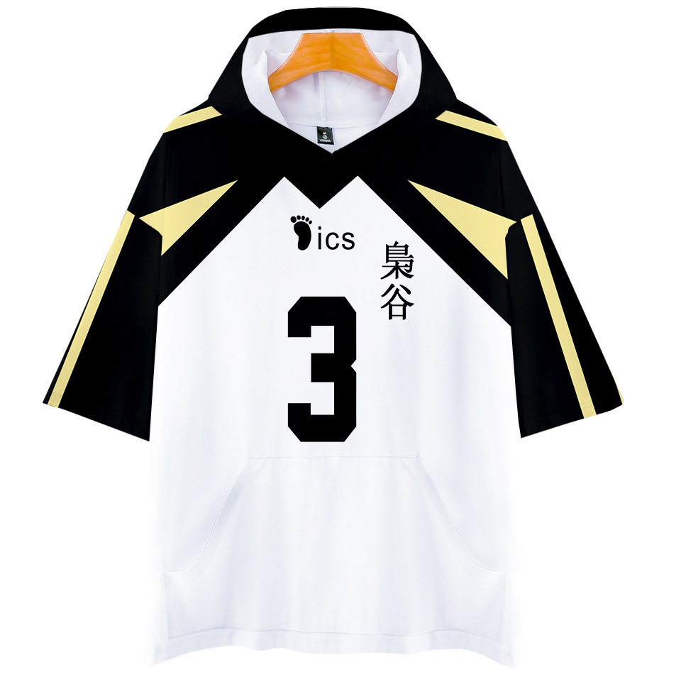 Áo Khoác Hoodie Tay Ngắn In Hình Haikyuu Plus size Cho Học Sinh Trung Học
