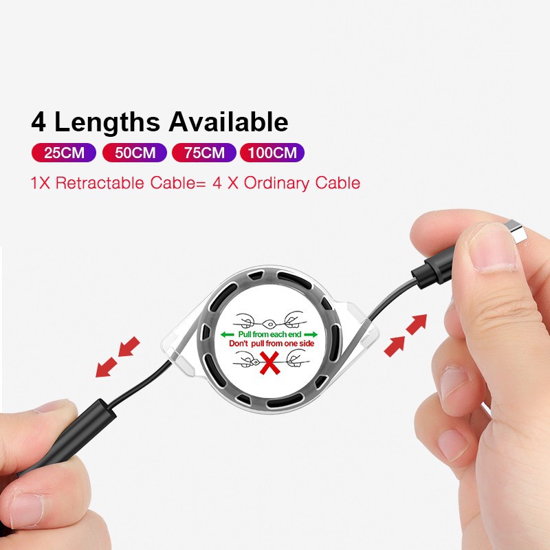 Dây Cáp Sạc USB Type C 3 Trong 1 Có Thể Kéo Dài Cho Điện Thoại Apple Android