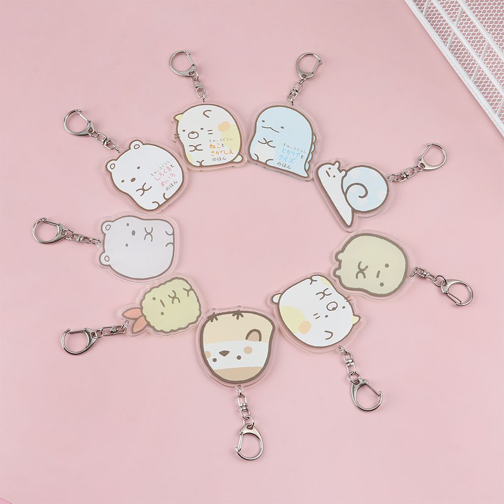 Móc khóa 2 mặt hình hoạt hình Sumikko Gurashi bằng nhựa acrylic trong suốt dễ thương