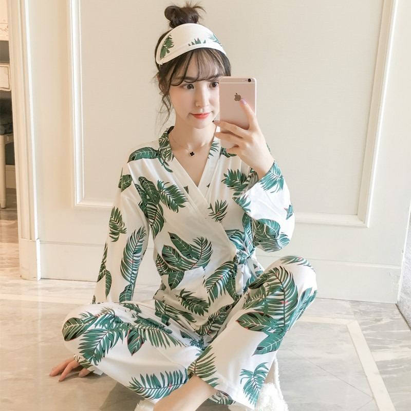 Set Pijama Áo Dài Tay + Quần Dài Thiết Kế Đơn Giản Thời Trang Dành Cho Nữ