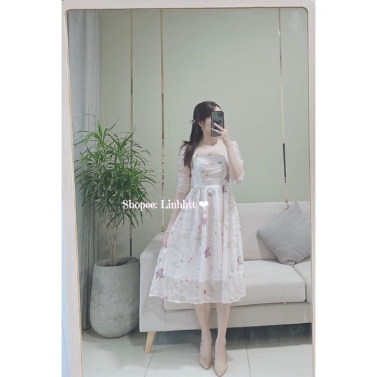 Váy đi tiệc voan lụa dáng dài cao cấp có size S-M