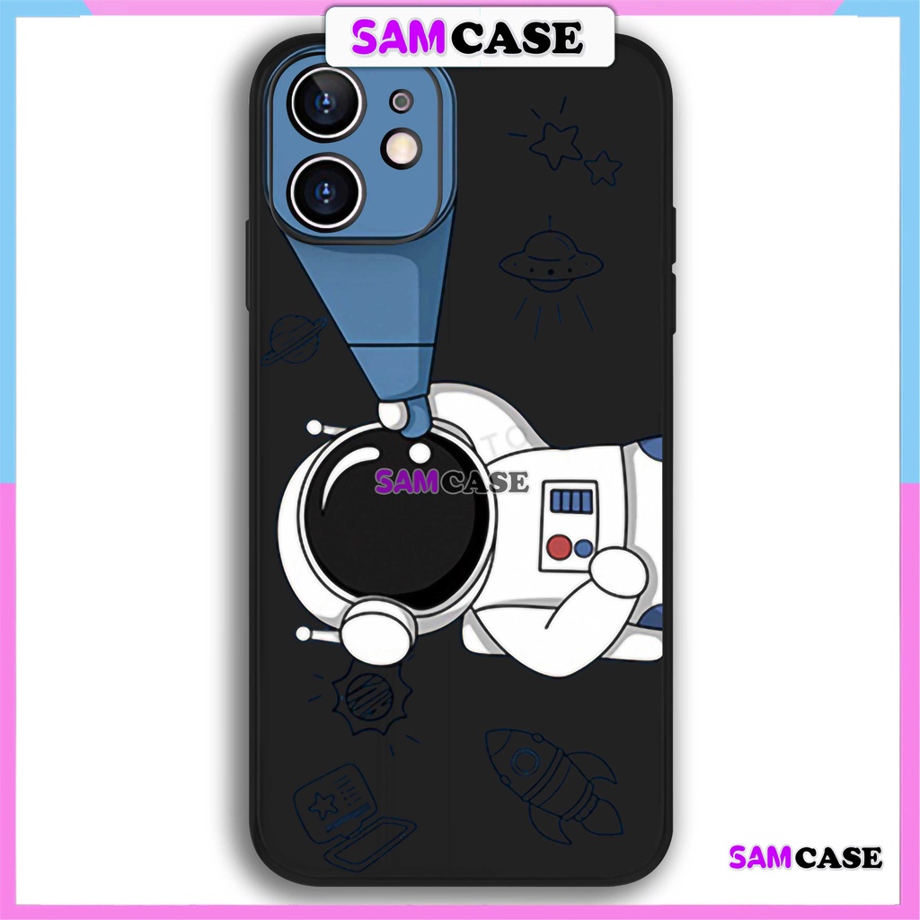 Ốp lưng iPhone Phi hành gia Cute cạnh viền vuông silicon mềm dẻo cho iphone 6/6s/7/8/X/XS/XR/11/12/13/14 Pro Plus Max