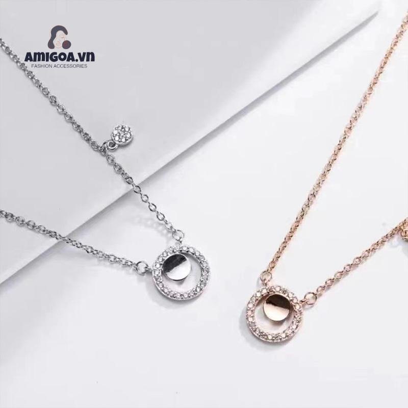 ✨✨ Vòng cổ Mặt Đĩa Nhỏ Đính Kim Cương Sang Trọng Nhẹ Nhàng