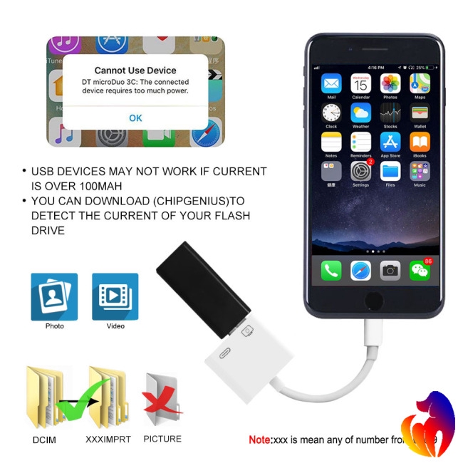 Cáp OTG cổng cắm USB 3.0 kết nối máy ảnh /bàn phím cho iPhone /iPad /iPod