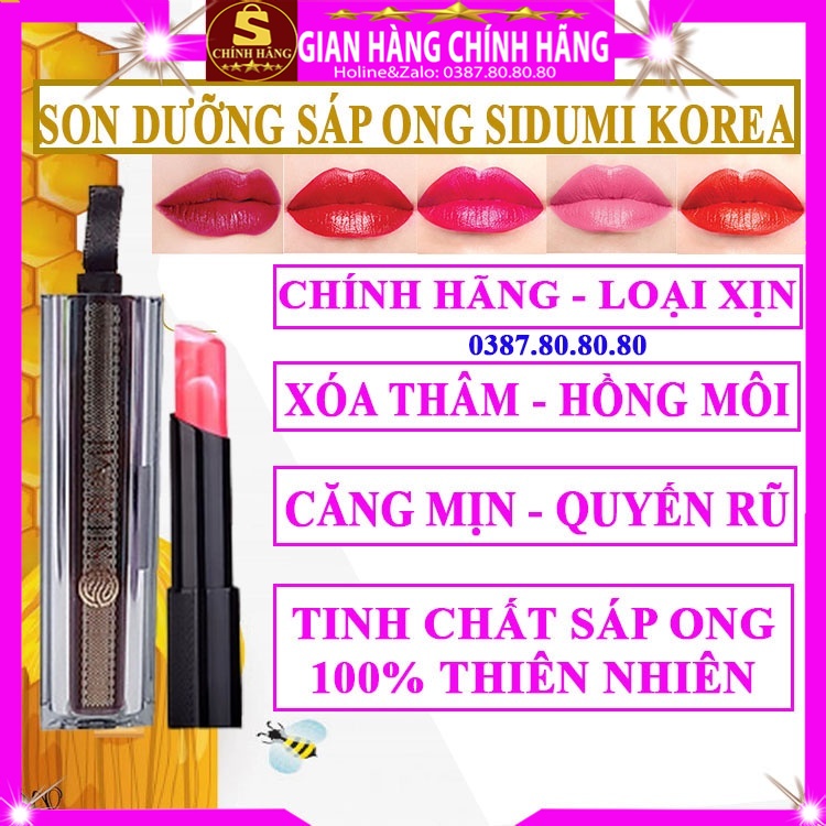 Son dưỡng môi có màu 3D sáp ong Sidumi chính hãng hàn quốc cao cấp tinh chất mật ong dưỡng hồng môi xóa thâm môi cực tốt